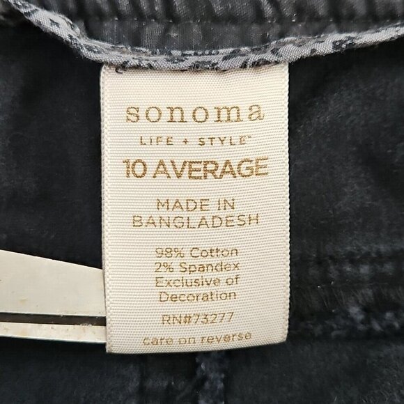 Sonoma Corduroy Pants Women's 10 Average (34x32) Black Boot Cut Brown Flap Pkt - Picture 7 of 16